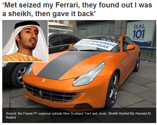 شرطة لندن: الشيخ راشد النعيمي “أبن حاكم إمارة عجمان” لم يسترد سيارته إلا بعد “دفع الغرامة”