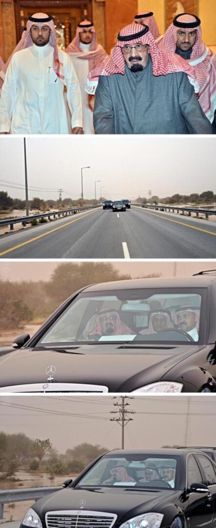 "بالصور" الملك عبدالله يتجول بسيارته في روضة خريم بعد سقوط الأمطار اليوم 3