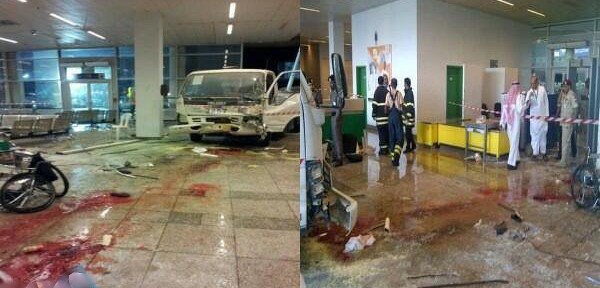 "بالصور" سيارة تقتحم صالة مطار جدة وتصيب وتقتل شخصين من الجنسية الايرانية 1