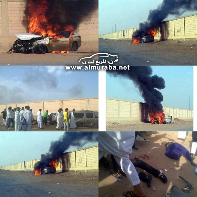 “بالصور” حادث تفحيط في شارع “ذكريات الرياض” يصيب شباباً ويحرق سيارات