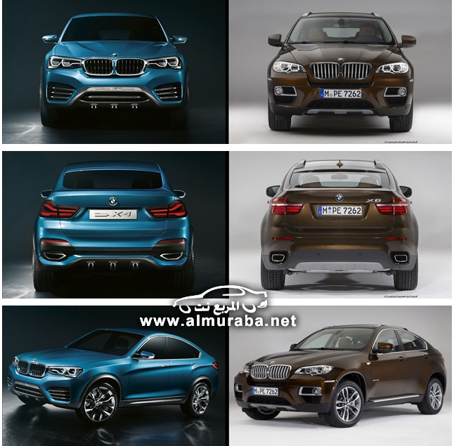 مقارنة بين سيارتي بي ام دبليو اكس فور X4 الجديدة واكس سكس BMW X4 And X6 3