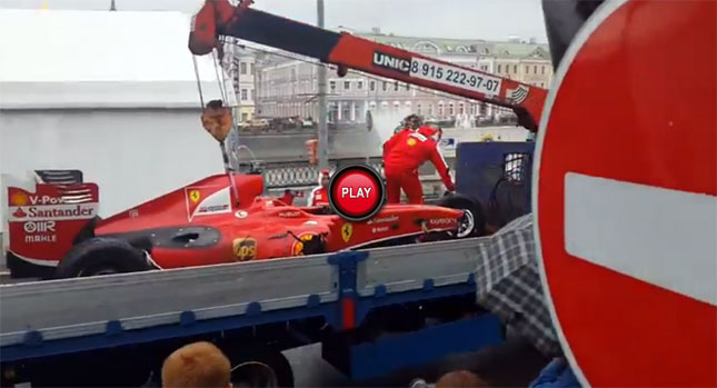 "فيديو" الياباني كاموي كوباياشي يحطم سيارة فيراري اف ون في موسكو Ferrari F1 8