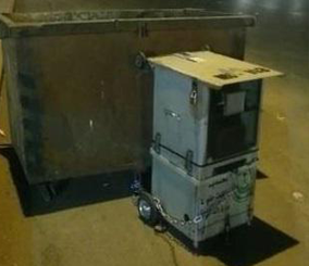 “بالصور” نظام ساهر يختبئ خلف صندوق النفايات في المدينة المنورة