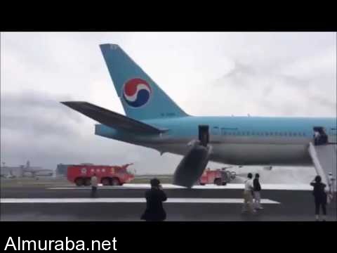 "فيديو" شاهد لحظة اندلاع حريق في طائرة كورية وإخلاء الركاب منها 4