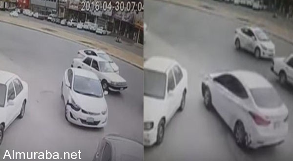 “فيديو” شاهد كاميرا مراقبة ترصد لحظة هروب قائد مركبة بعد اصطدامه بسيارة متوقفة بالرياض