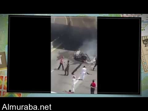 “فيديو” شاهد حادث مروع واحتراق السيارة وتفحم سائقها في الأحساء