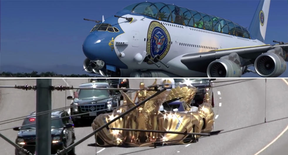 مخرج أفلام خيال علمية ينتج فيديو قصير يتصور فيه طائرة وسيارة دونالد ترامب الرئاسيتان