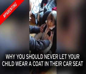 “فيديو“ شاهد تحذيرات من خطورة ارتداء الطفل لمعطف شتوي بالسيارة