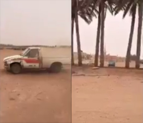 “فيديو” شاهد شاب سعودي يفحط ويطير بسيارته من بين شجرتين