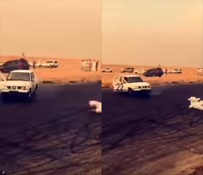 “فيديو” سقوط راكب من باب السيارة في مشهد مروع بسبب التفحيط!