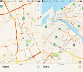 خرائط آبل تحصل على تحديث يجلب بيانات حركة المرور داخل المدن الرئيسية في دولتي السعودية والإمارات