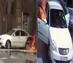 "فيديو" شاهد لحظة اندلاع النيران بسيارة كيا اوبتيما أثناء التعبئة من محطة وقود 3
