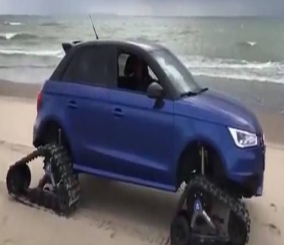 "فيديو" شاهد سيارة اودي اس1 معدلة وهي تستعرض على شاطئ بعدما تخلت عن عجلاتها 3