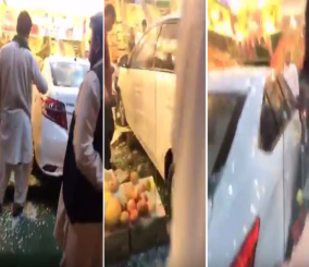 "فيديو" شاهد حقيقة مقطع إقتحام امرأة لـ محال خضراوات في بيشة بسيارتها 1