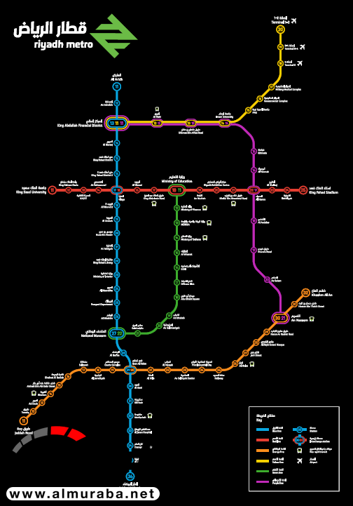 "تطوير الرياض" تكشف عن خريطة مشروع قطار النقل العام 1