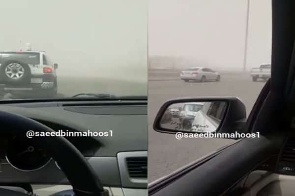 "بالفيديو" شاهد تكدس السيارات على طريق جدة بسبب موجة الغبار 6