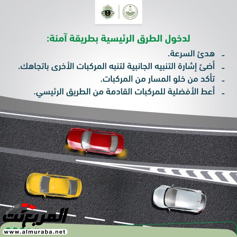 المرور ينشر 4 خطوات يجب اتباعها عند الدخول من طريق فرعي إلى رئيسي 3