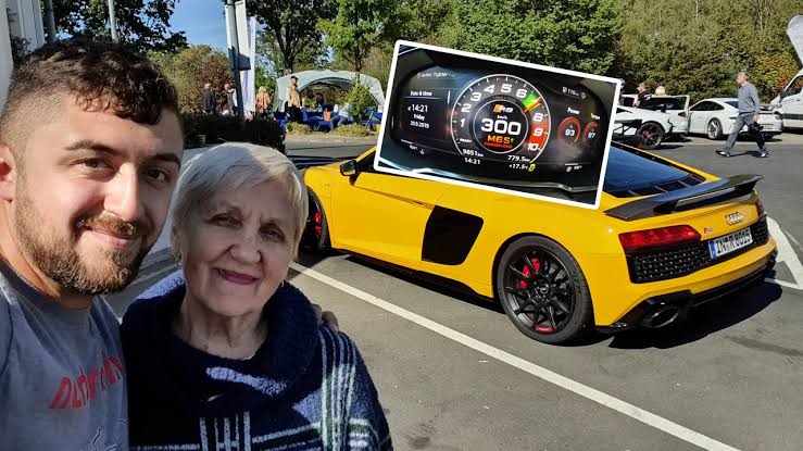 “بالفيديو” سيدة عمرها 80 عاماً تقود اودي R8 على سرعة 300 كم/س!