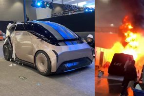 سيارة اختبارية تشتعل في معرض غوانزو للسيارات 2022 في الصين