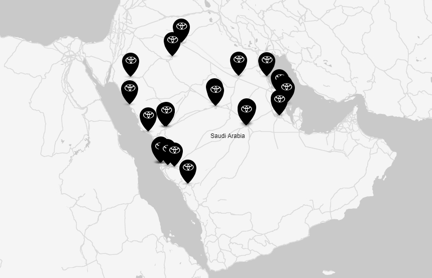 عناوين فروع تويوتا عبداللطيف جميل في السعودية حسب المنطقة 1