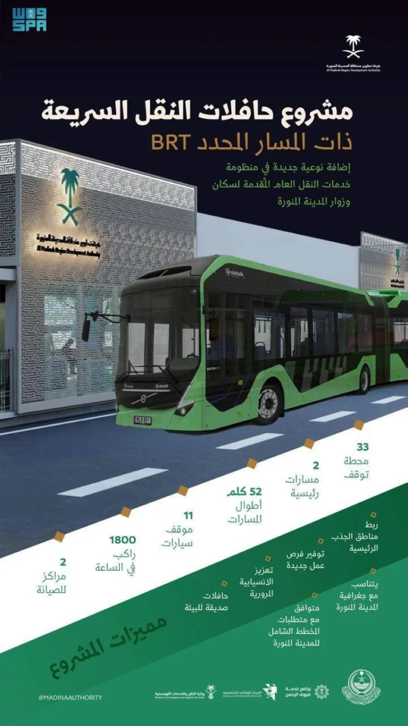 "أمانة المدينة" تطلق مشروع الحافلات السريعة ذات المسار المحدد 12
