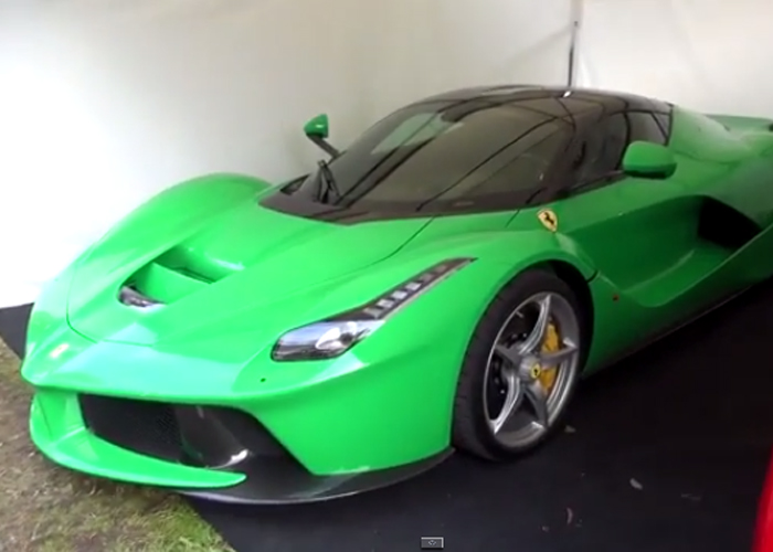 “فيديو” فيراري لافيراري باللون الأخضر الجديد تظهر في سباق جودوود للسرعة